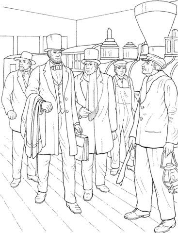 Abraham Lincoln With Hat Coloring Page